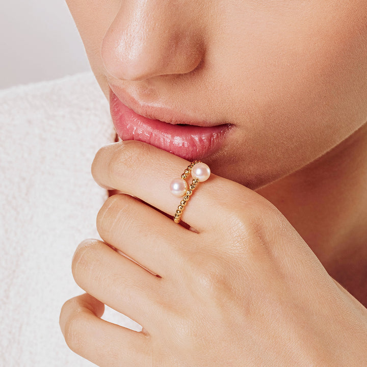 18k Solid Gold Akoya Pearl Ring KR00101 - PEARLY LUSTRE