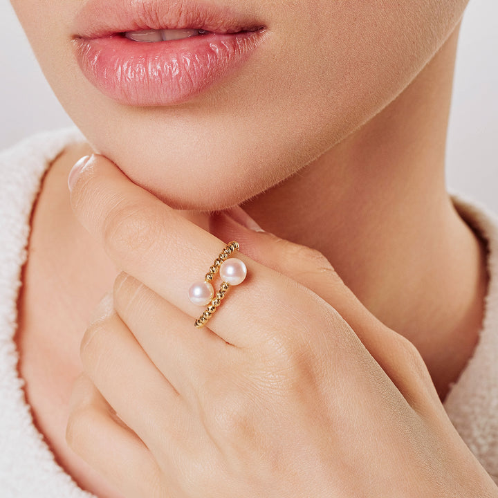18k Solid Gold Akoya Pearl Ring KR00101 - PEARLY LUSTRE