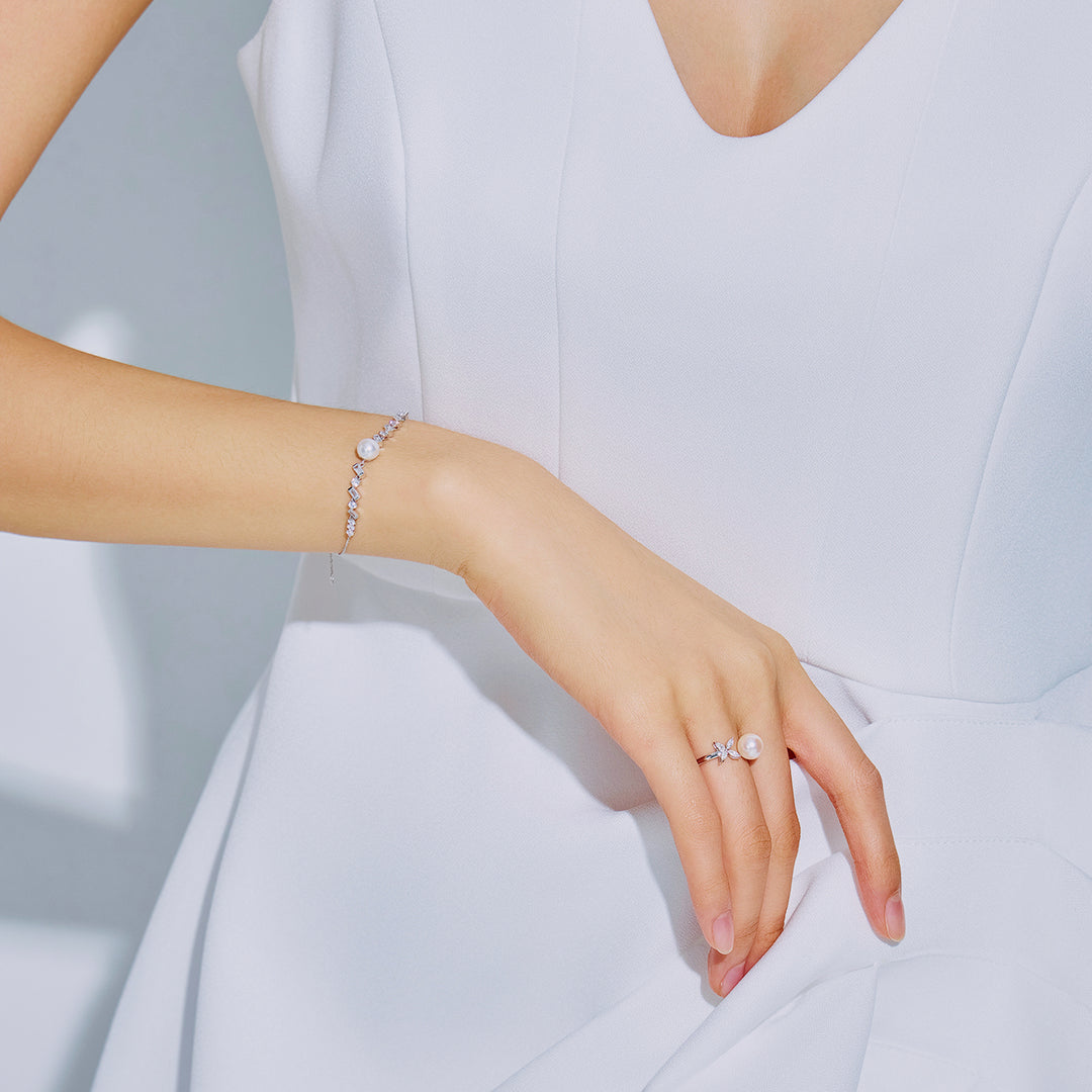 18K Solid Gold Top Grade Freshwater Pearl Bracelet KB00043 | CELESTE - PEARLY LUSTRE