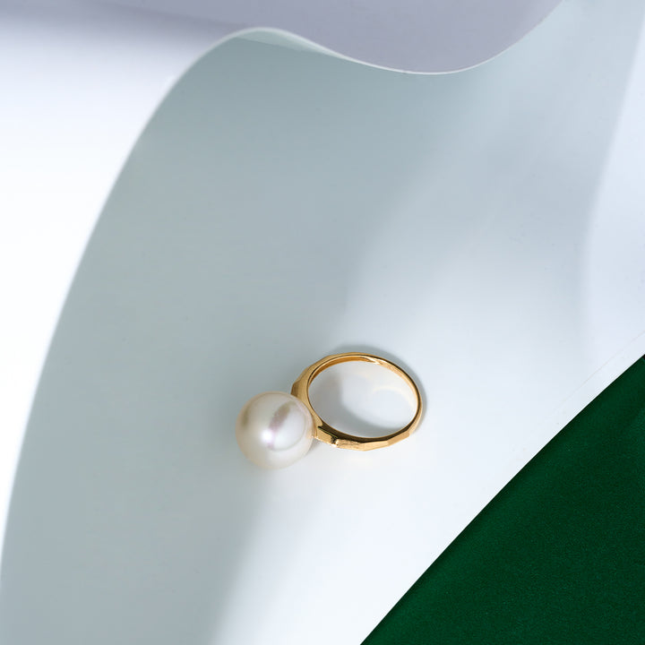 Top Grade 18K Gold Edison Pearl Ring KR00111 - PEARLY LUSTRE