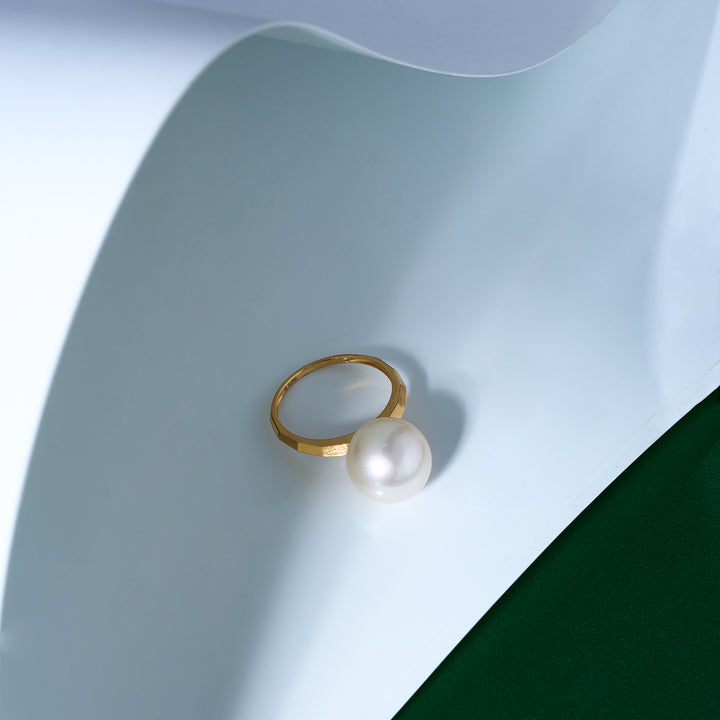 Top Grade 18K Gold Edison Pearl Ring KR00111 - PEARLY LUSTRE