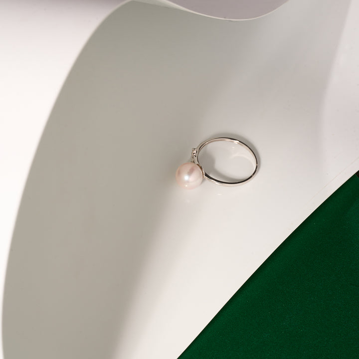 18K Solid Gold Diamond Akoya Hanadama Pearl Ring KR00115 - PEARLY LUSTRE