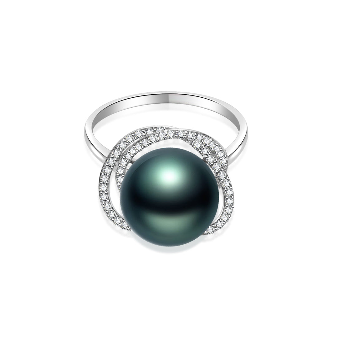 18K Solid Gold Tahitian Pearl Ring KR00120 - PEARLY LUSTRE
