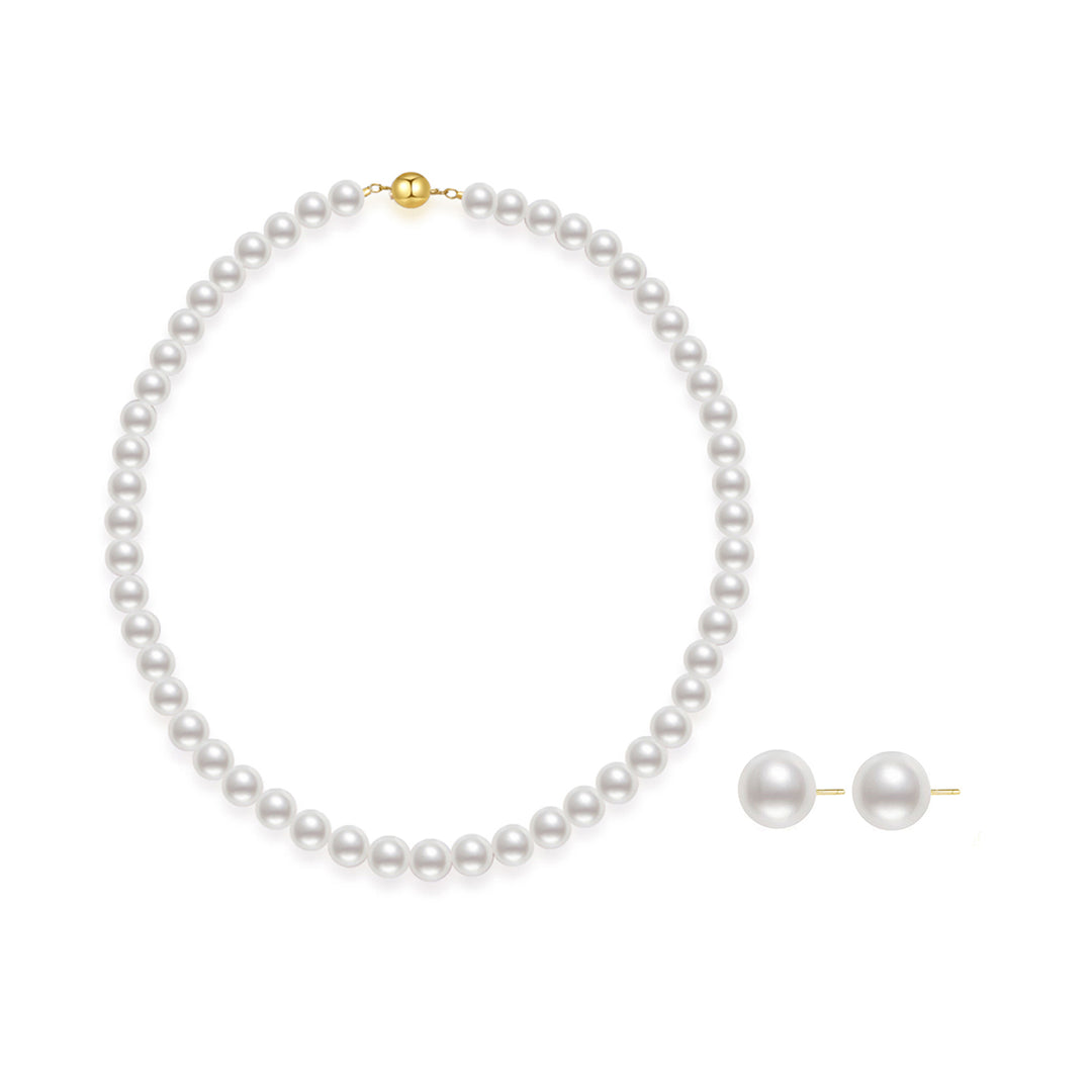 18k Gold Top Grade Aurora HANADAMA Akoya Pearl Set KS00002 - PEARLY LUSTRE