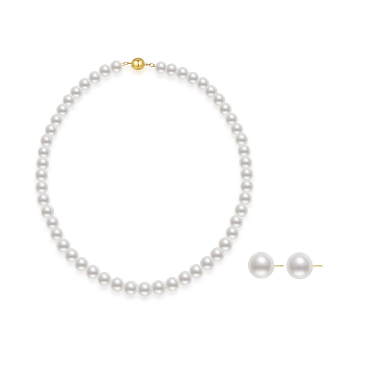 18k Gold Top Grade Aurora HANADAMA Akoya Pearl Set KS00002 - PEARLY LUSTRE