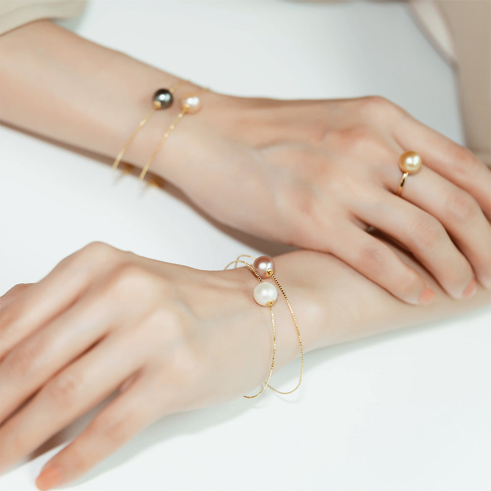 18K Gold Interchangeable 7.5-8MM Akoya Pearl Bracelet KB00007 | Possibilities - PEARLY LUSTRE