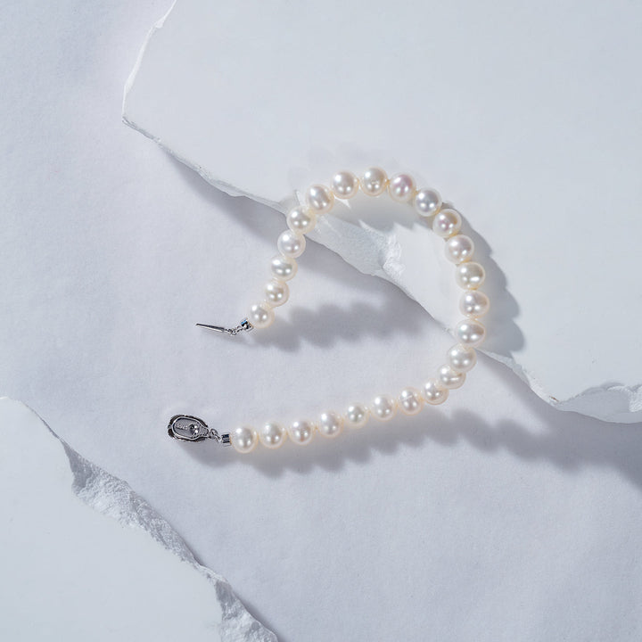 Excellent Lustre White Freshwater Pearl Bracelet WB00241 - PEARLY LUSTRE