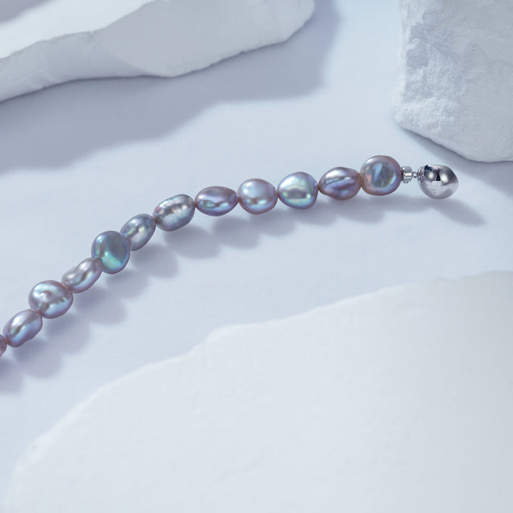 Purple Freshwater Pearl Bracelet WB00188 | Keshi - PEARLY LUSTRE