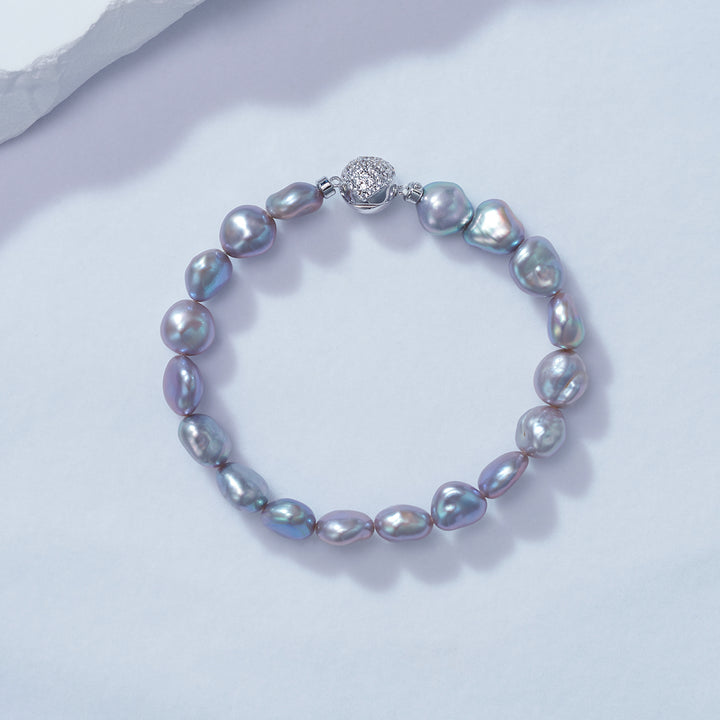 Purple Freshwater Pearl Bracelet WB00188 | Keshi - PEARLY LUSTRE