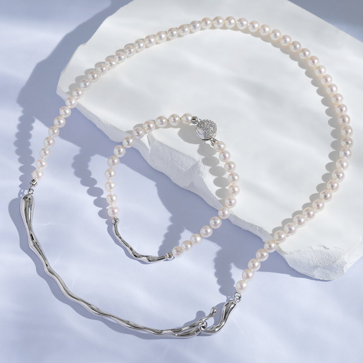 Freshwater Pearl Necklace WN00537 | FLUID - PEARLY LUSTRE
