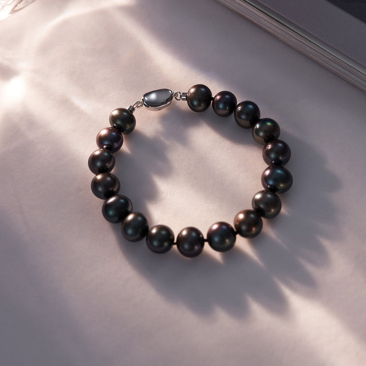 Elegant Freshwater Black Pearl Bracelet WB00195 - PEARLY LUSTRE