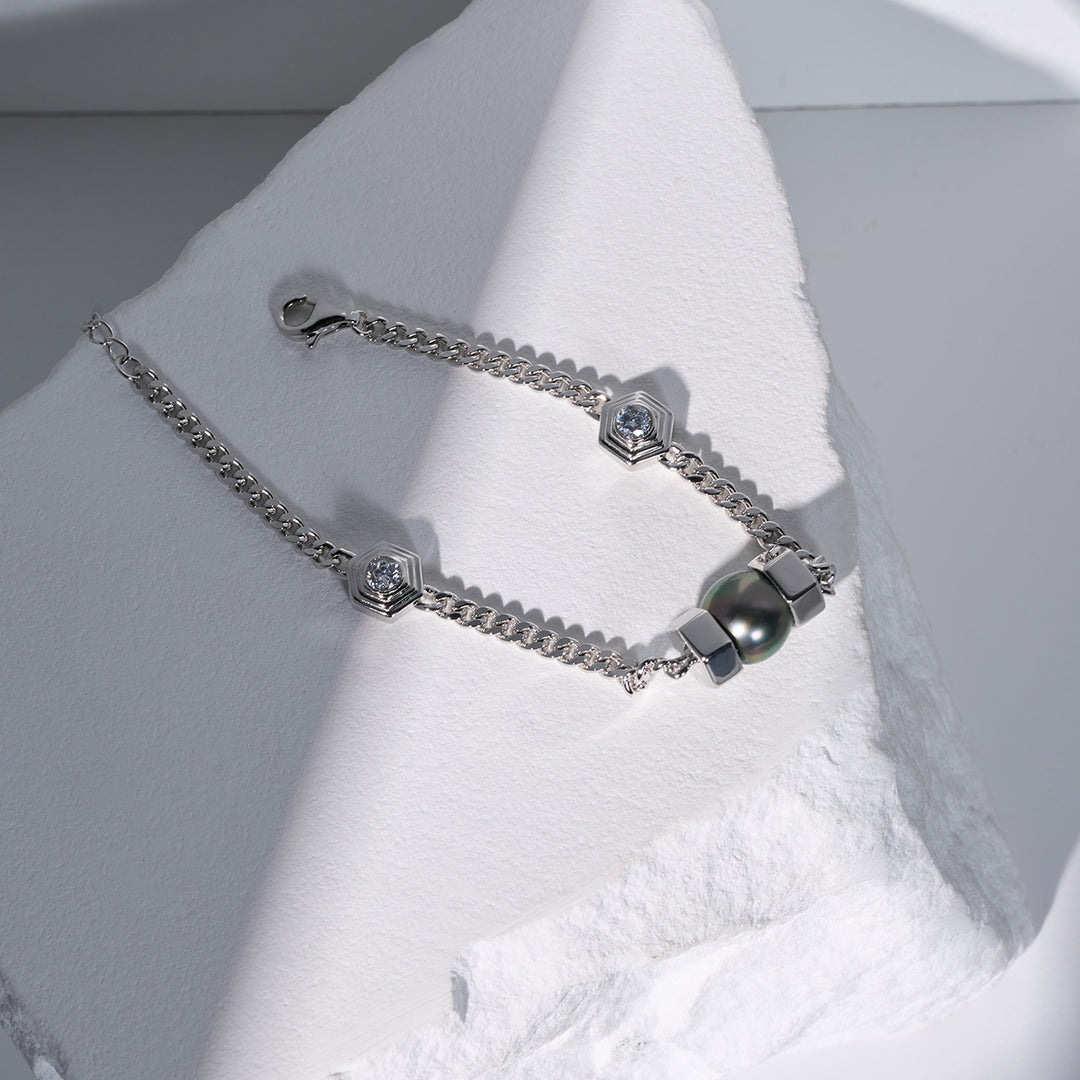 Tahitian Pearl Bracelet WB00284 | HEXAGON - PEARLY LUSTRE