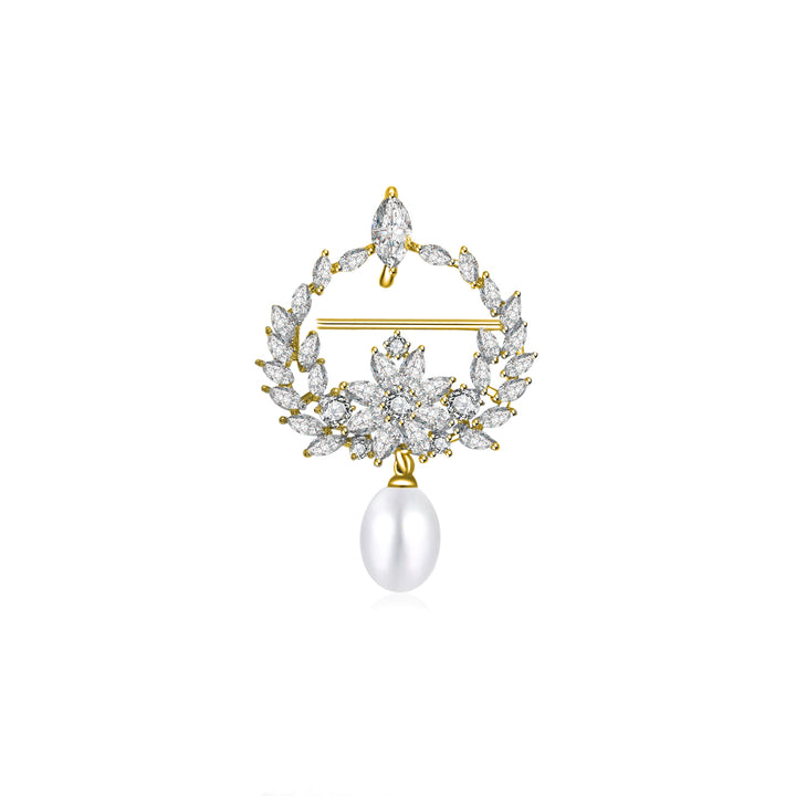 Elegant Freshwater Pearl Brooch WC00037 - PEARLY LUSTRE