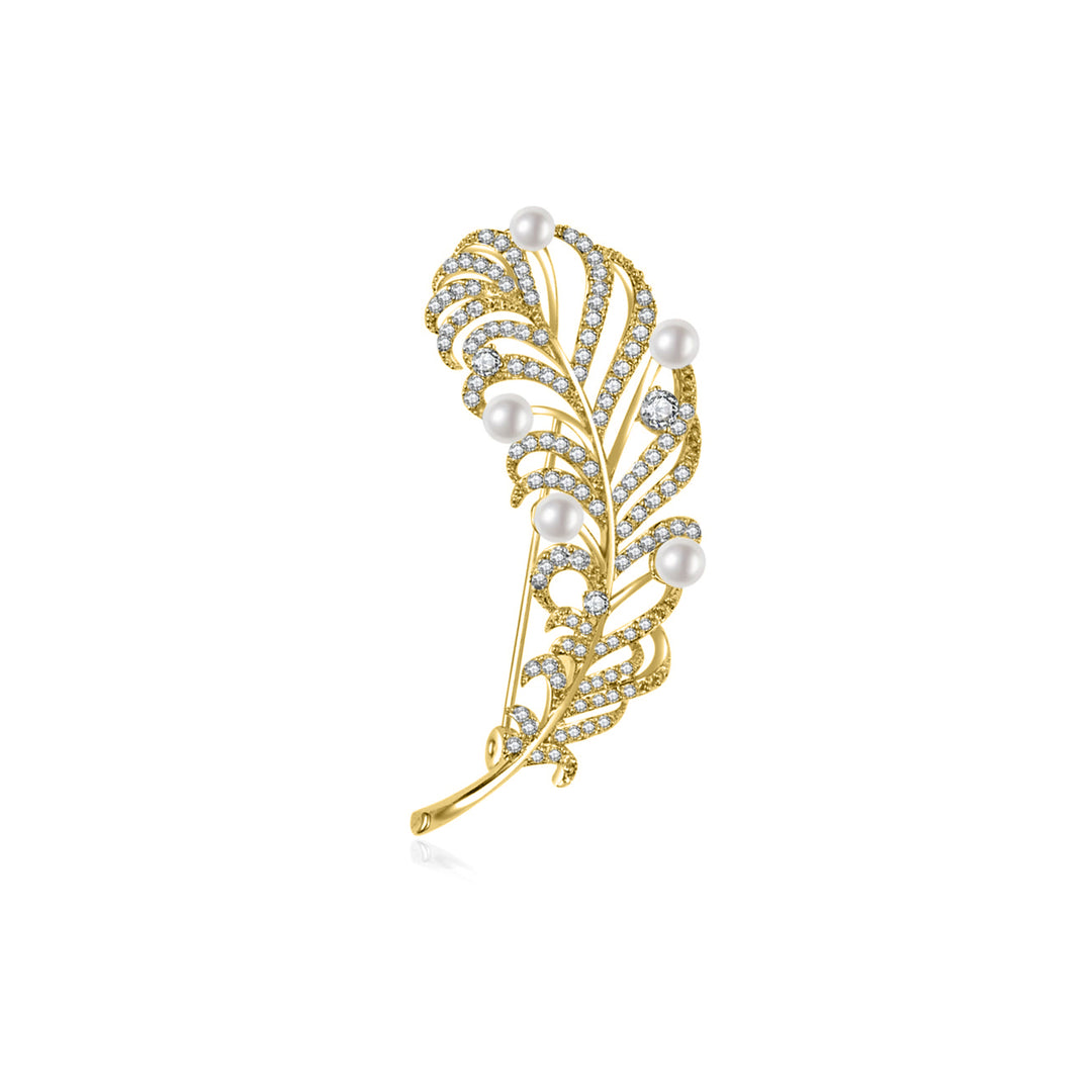 Top Grade Freshwater Pearl Brooch WC00080| FEATHER - PEARLY LUSTRE