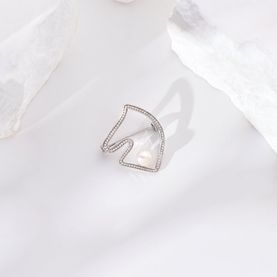 Top Grade Freshwater Pearl Brooch WC00087 | HORSE - PEARLY LUSTRE