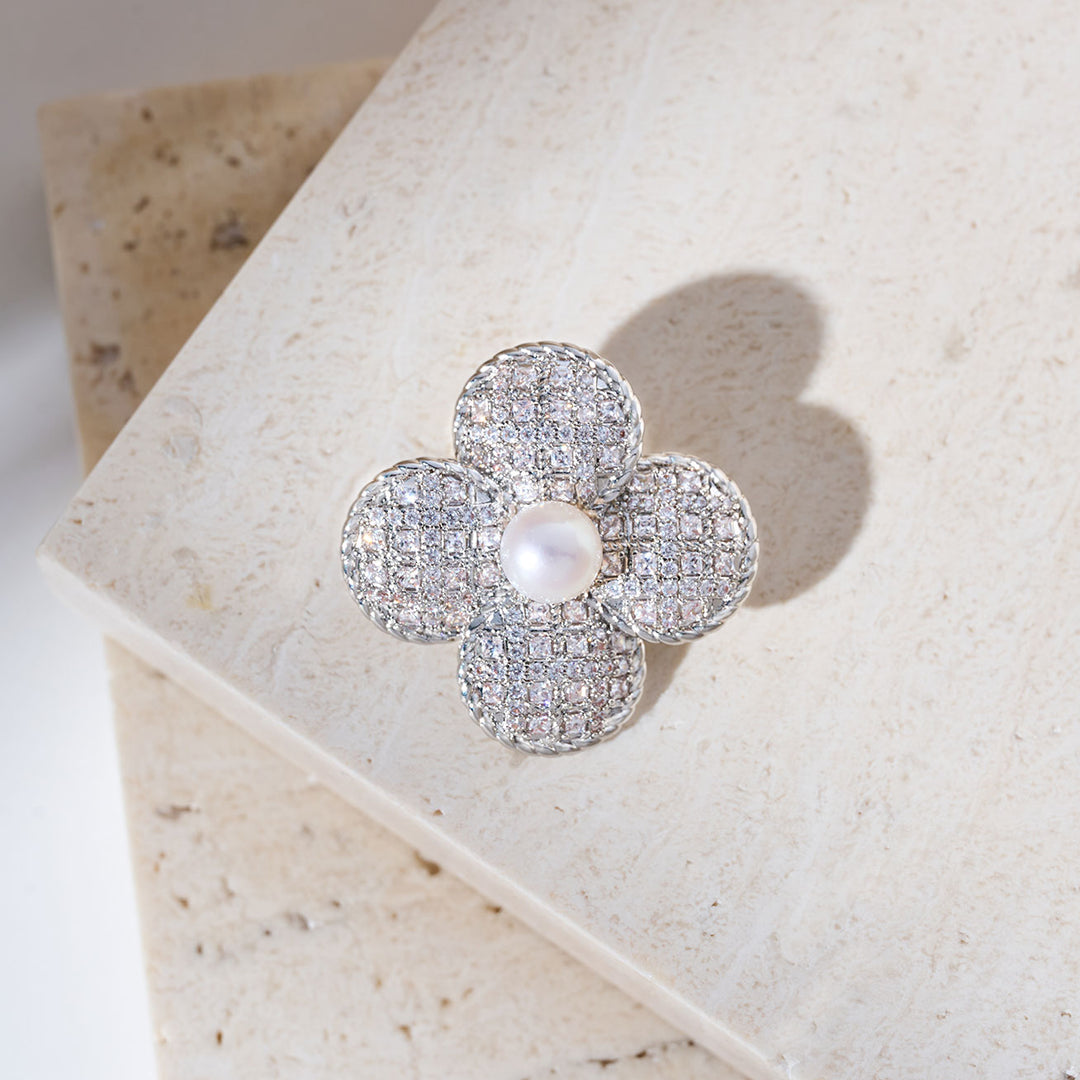 Broche de perla de agua dulce de primera calidad WC00090 | TWEED