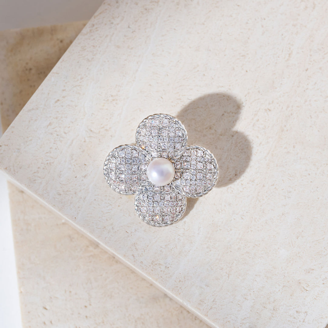 Broche de perla de agua dulce de primera calidad WC00090 | TWEED
