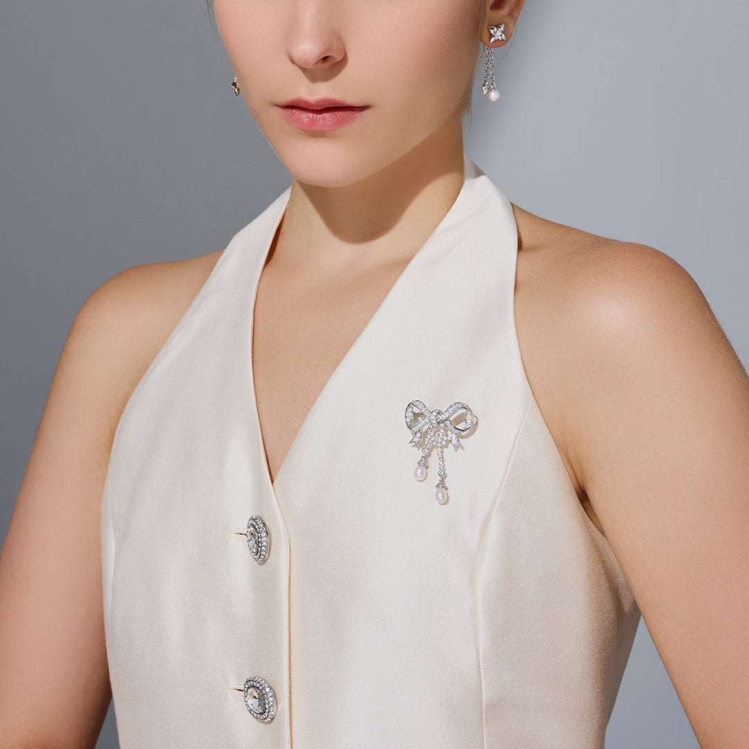 Elegant Freshwater Pearl Brooch WC00094 - PEARLY LUSTRE