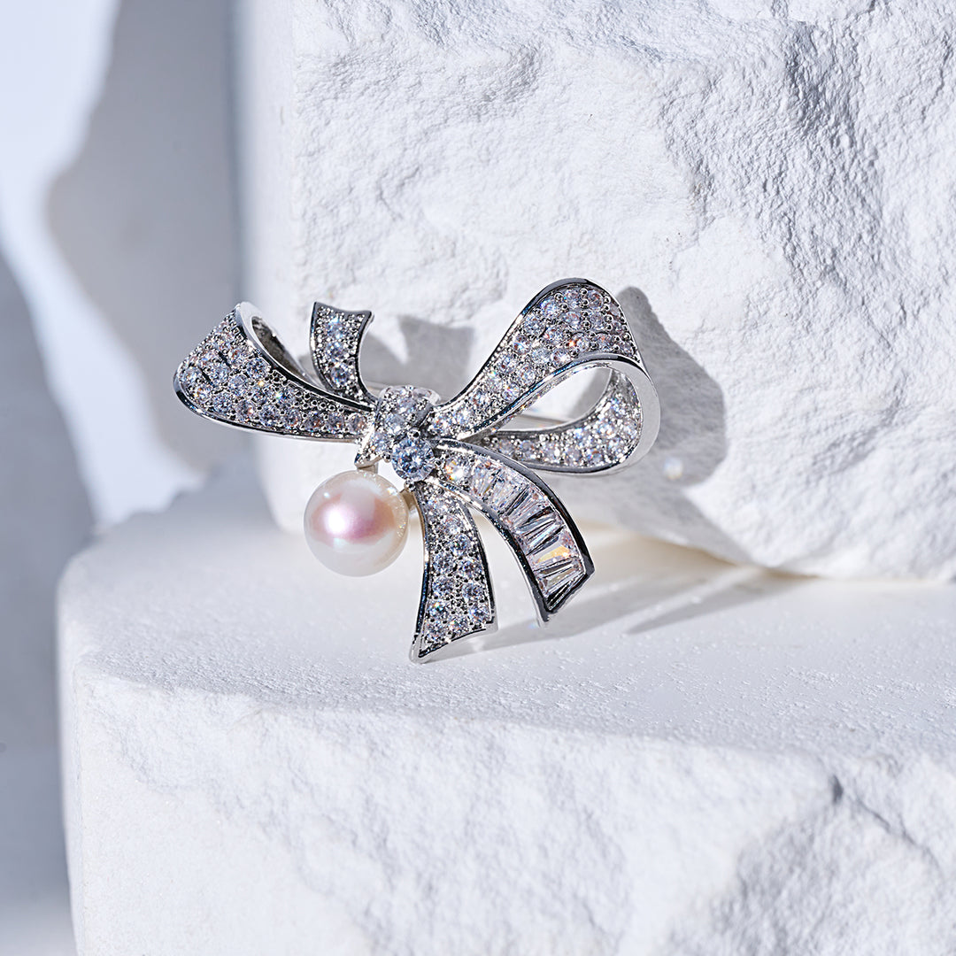 Broche elegante de perla de agua dulce WC00104