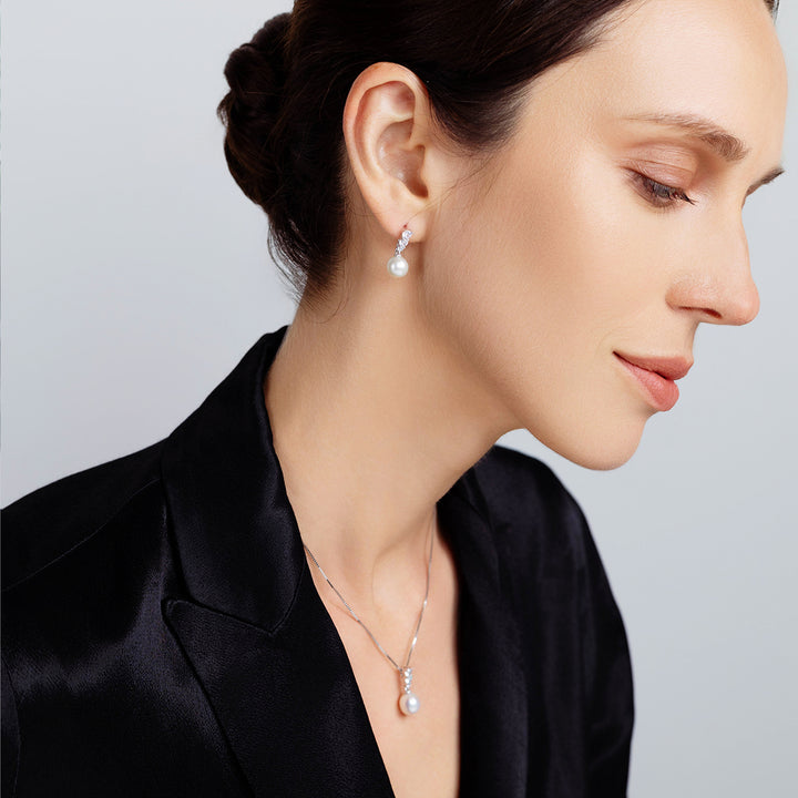 Elegant Freshwater Pearl Earrings WE00051 - PEARLY LUSTRE