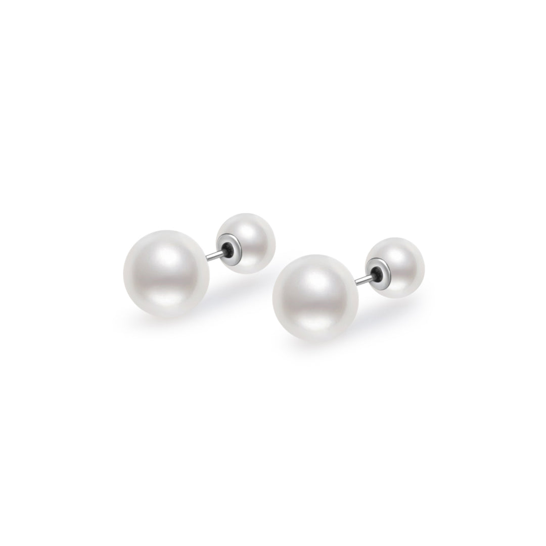 Elegant Freshwater White Round Pearl Stud Earrings WE00127 - PEARLY LUSTRE