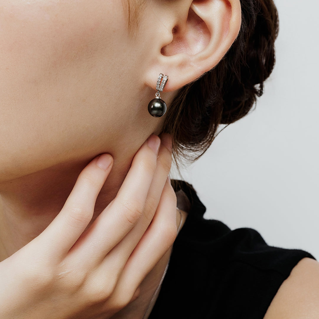 Elegant Saltwater Tahitian Pearl Earrings WE00182 - PEARLY LUSTRE
