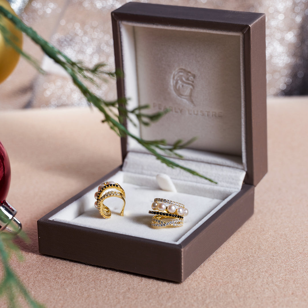 New Yorker Freshwater Pearl Earring Cuff WE00218 - PEARLY LUSTRE