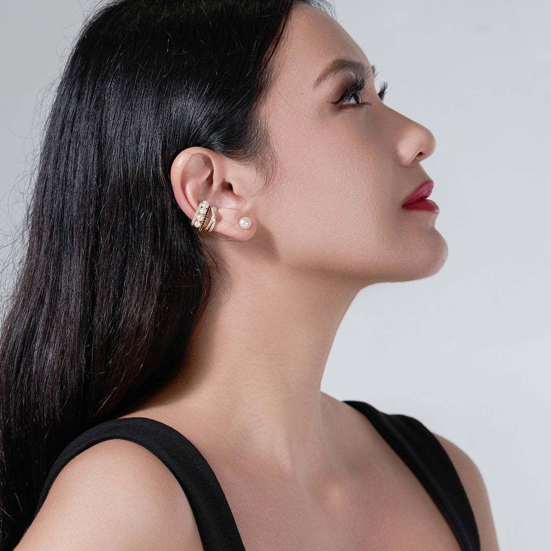 New Yorker Freshwater Pearl Earring Cuff WE00218 - PEARLY LUSTRE