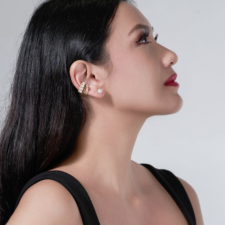 New Yorker Freshwater Pearl Earring Cuff WE00218 - PEARLY LUSTRE