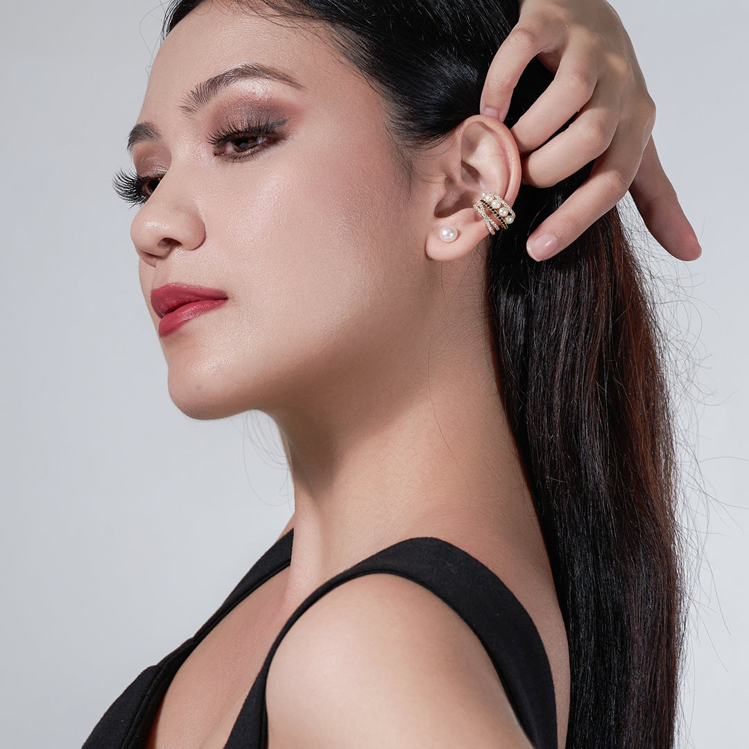 New Yorker Freshwater Pearl Earring Cuff WE00218 - PEARLY LUSTRE