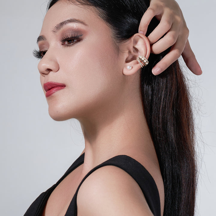 New Yorker Freshwater Pearl Earring Cuff WE00218 - PEARLY LUSTRE