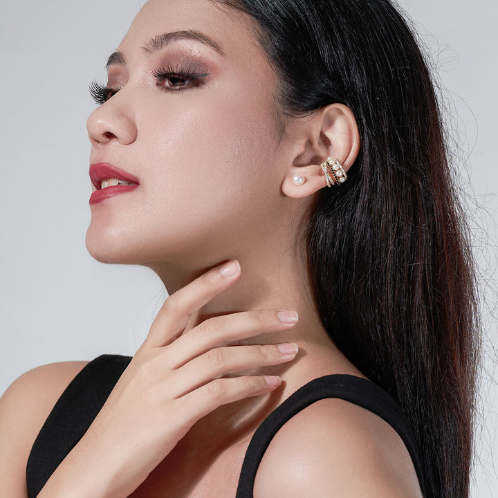 New Yorker Freshwater Pearl Earring Cuff WE00218 - PEARLY LUSTRE