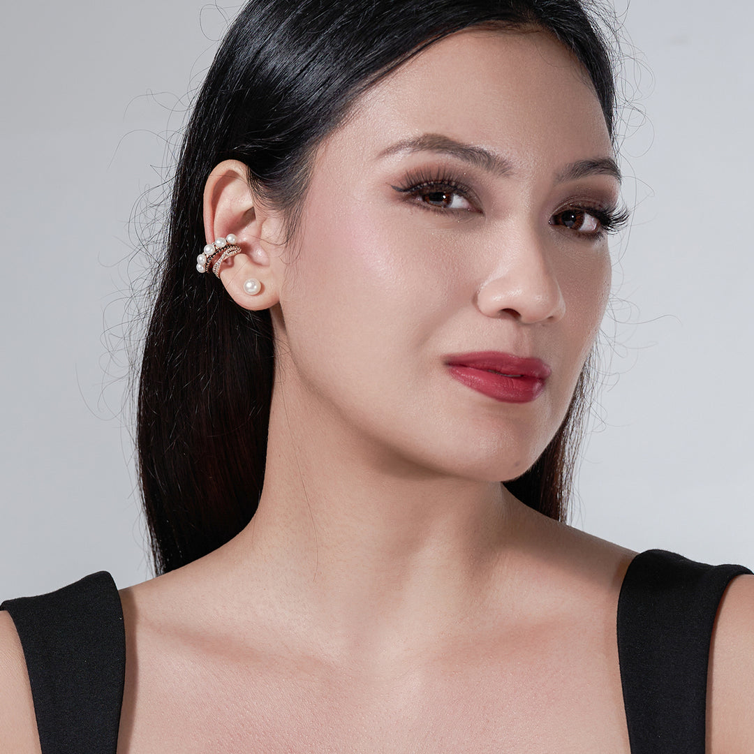 New Yorker Freshwater Pearl Earring Cuff WE00220 - PEARLY LUSTRE