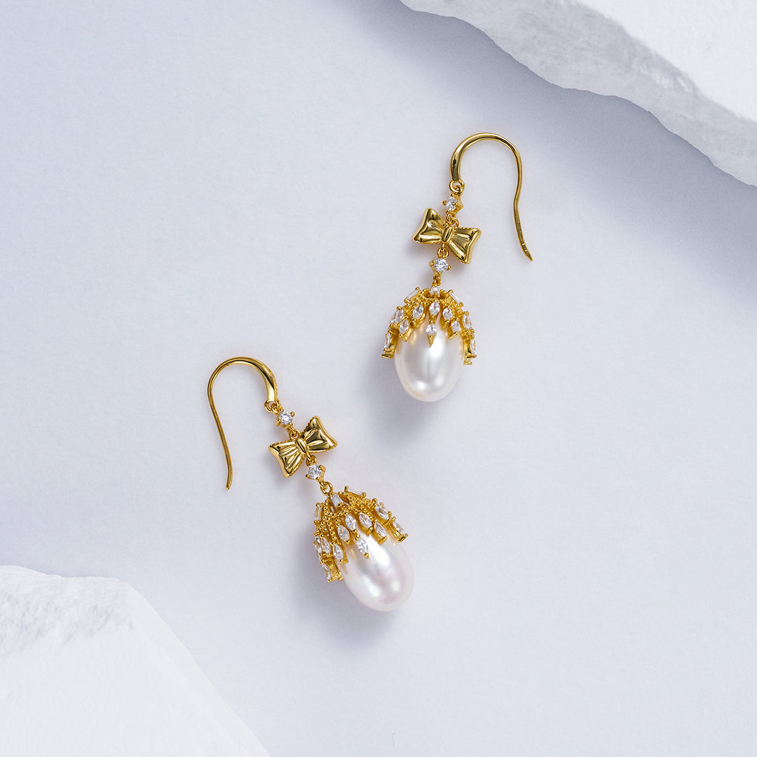 Elegant Freshwater Pearl Earrings WE00233 - PEARLY LUSTRE