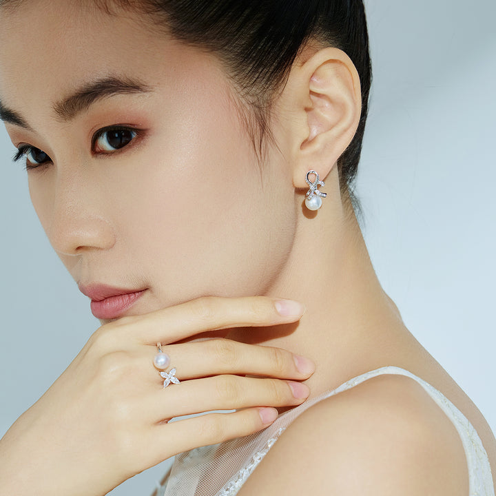 Freshwater Pearl Earrings WE00259 | RIBBON - PEARLY LUSTRE