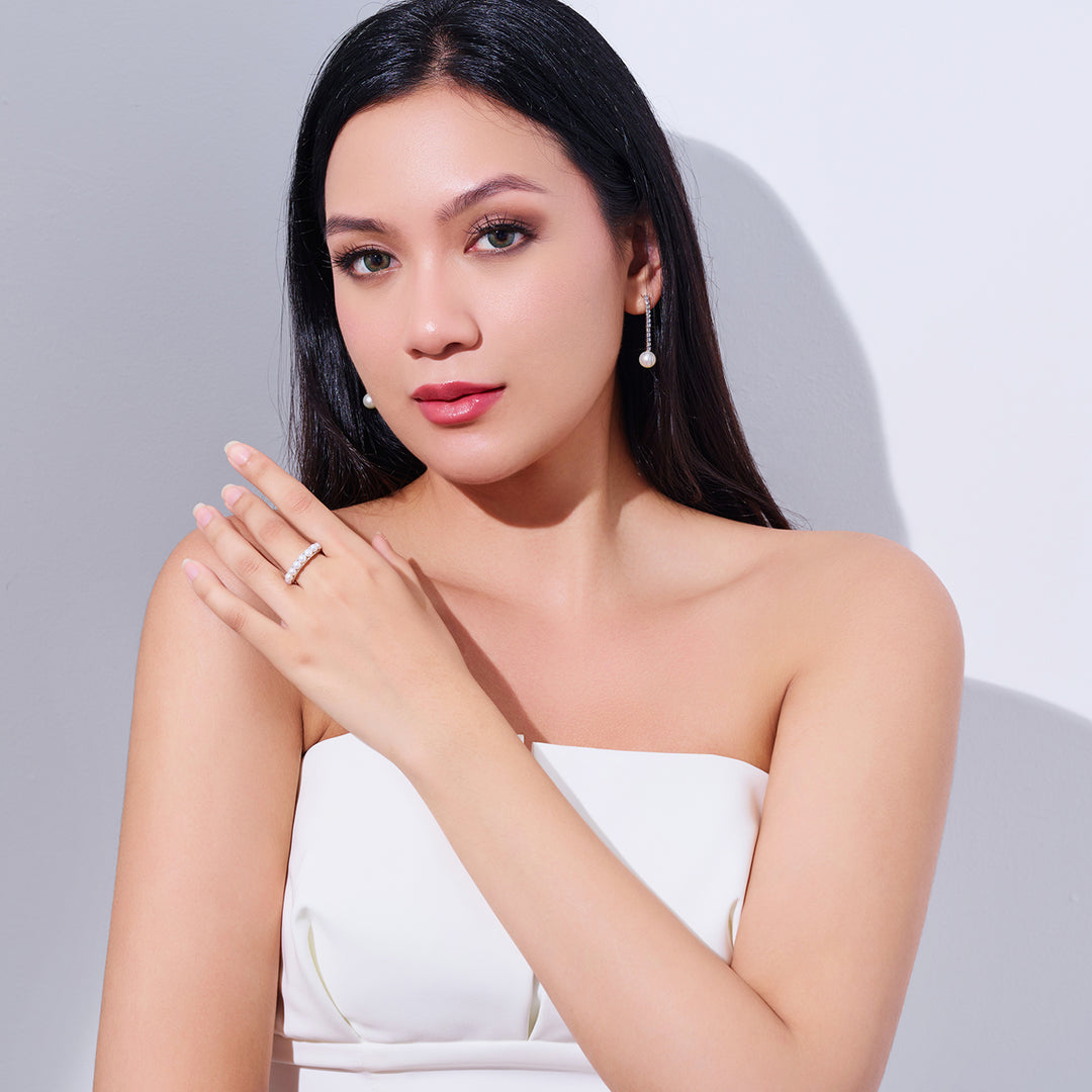 New Yorker Freshwater Pearl Ring WR00155 - PEARLY LUSTRE