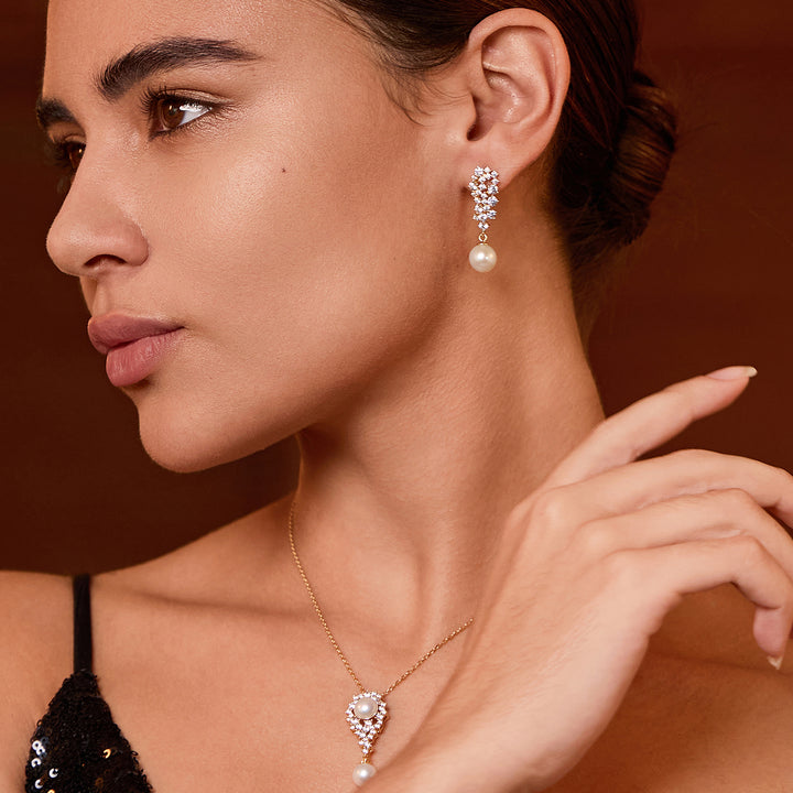 Elegant Freshwater Pearl Earrings WE00346 | CELESTE - PEARLY LUSTRE