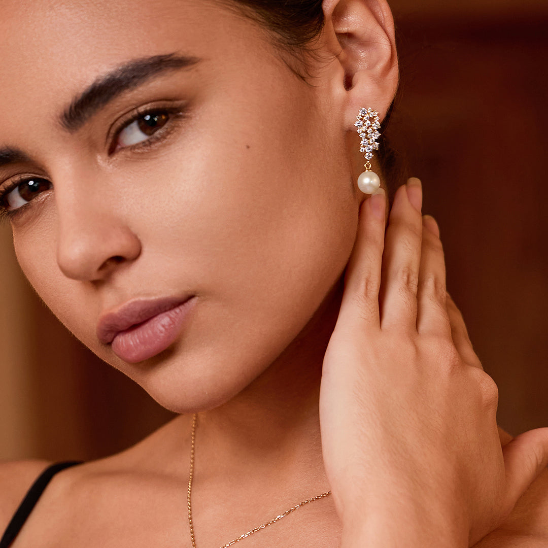 Elegant Freshwater Pearl Earrings WE00346 | CELESTE - PEARLY LUSTRE