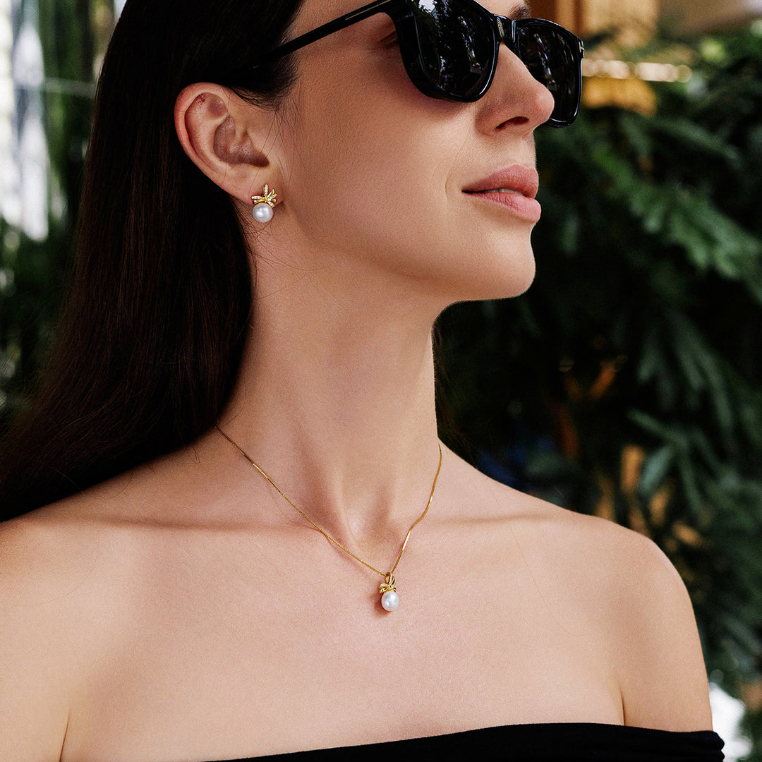 Freshwater Pearl Necklace WN00421 | RIBBON - PEARLY LUSTRE