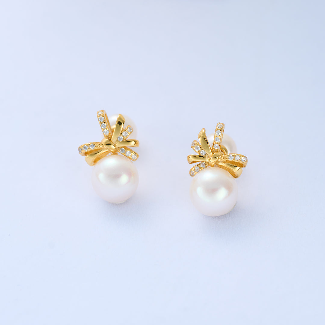 Freshwater Pearl Earrings WE00380 | RIBBON - PEARLY LUSTRE