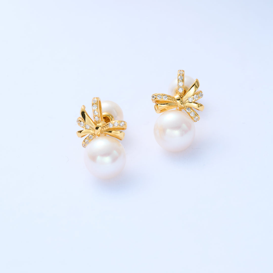 Freshwater Pearl Earrings WE00380 | RIBBON - PEARLY LUSTRE