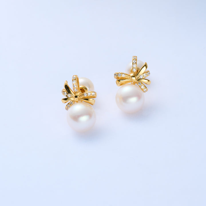 Freshwater Pearl Earrings WE00380 | RIBBON - PEARLY LUSTRE