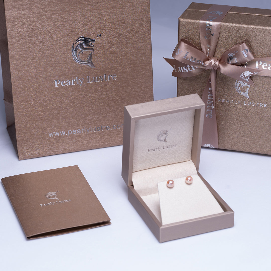 Elegant Freshwater Purple Pearl Stud Earrings WE00387 - PEARLY LUSTRE