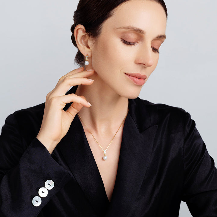 Elegant Freshwater Pearl Earrings WE00443 - PEARLY LUSTRE