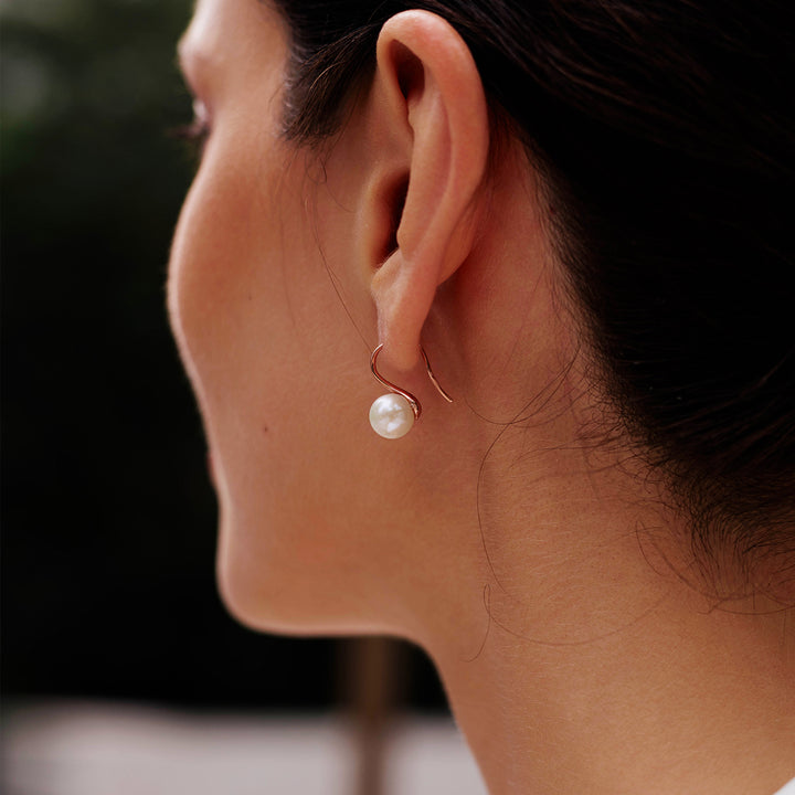 Elegant Freshwater Semi Round Pearl Earrings WE00441 - PEARLY LUSTRE