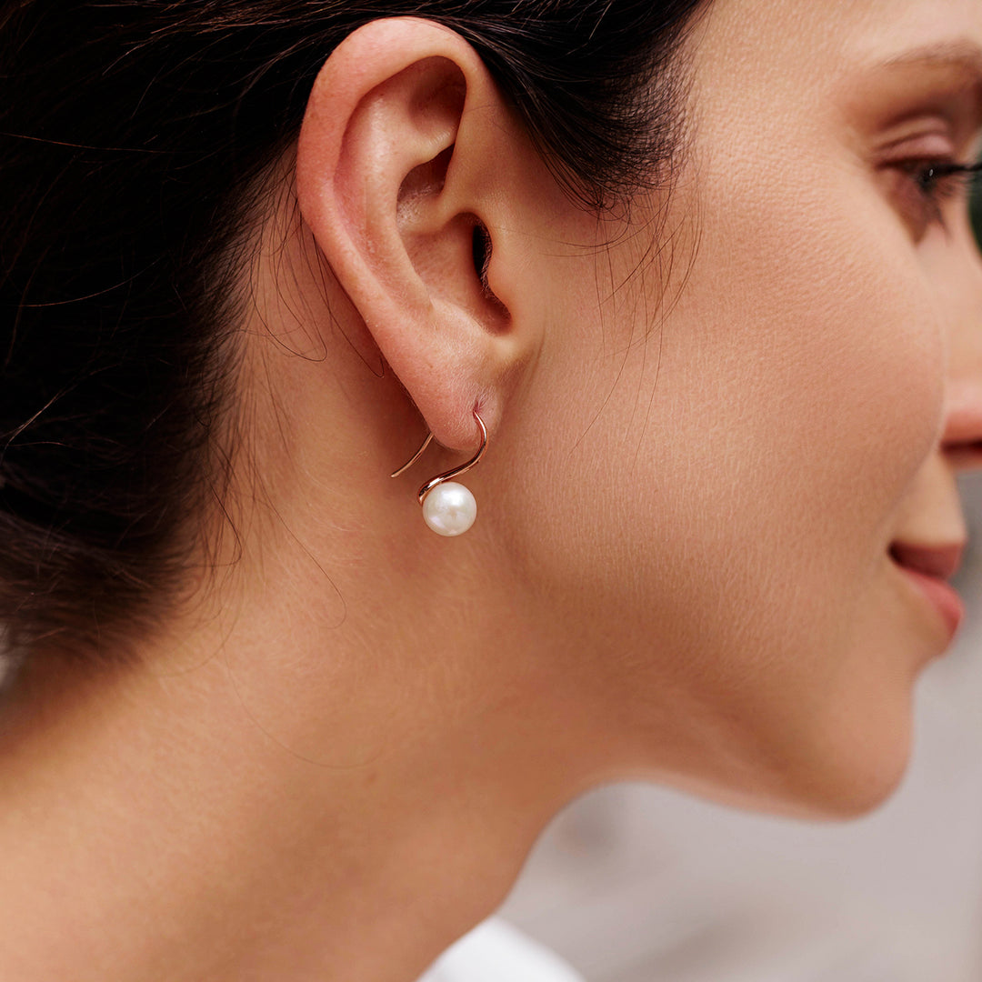 Elegant Freshwater Semi Round Pearl Earrings WE00441 - PEARLY LUSTRE