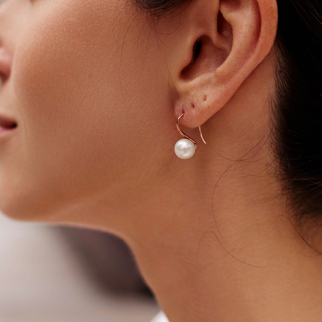 Elegant Freshwater Semi Round Pearl Earrings WE00441 - PEARLY LUSTRE