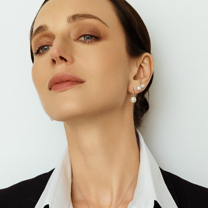 Elegant Freshwater Semi Round Pearl Earrings WE00045 - PEARLY LUSTRE