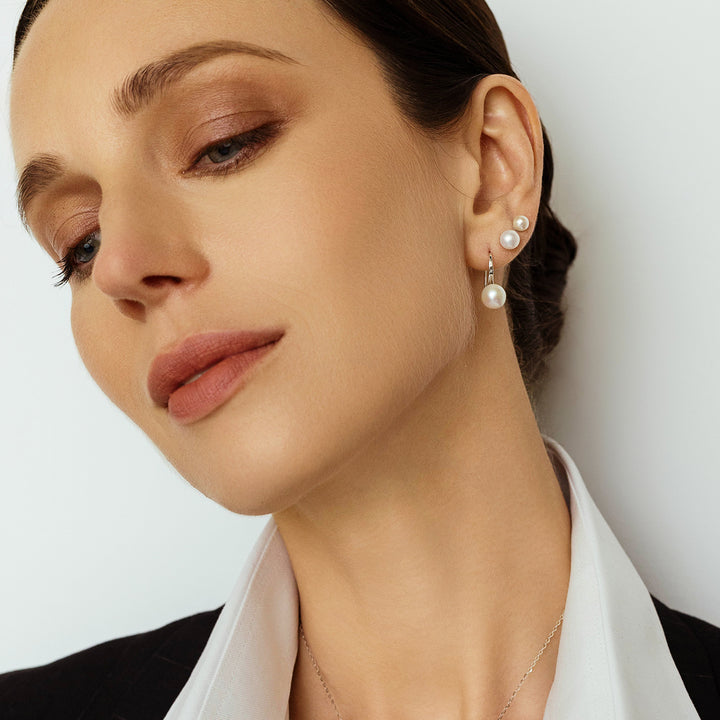 Elegant Freshwater Semi Round Pearl Earrings WE00045 - PEARLY LUSTRE