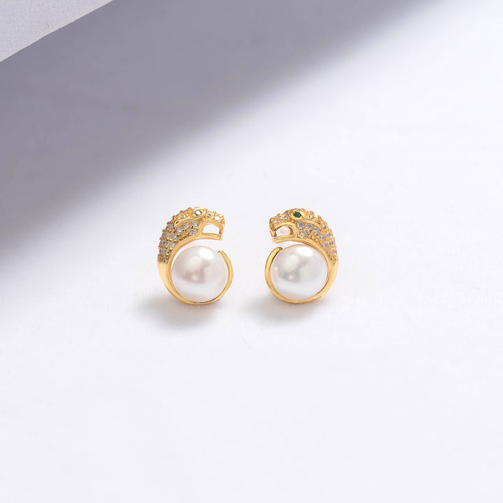 Leopard Freshwater Pearl Earrings WE00531 | RAINFOREST - PEARLY LUSTRE